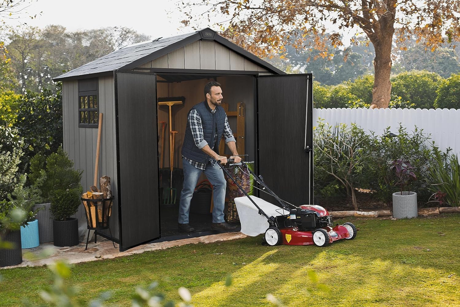 KETER - Oakland abri de jardin résine 4,5 m² double porte bois 757