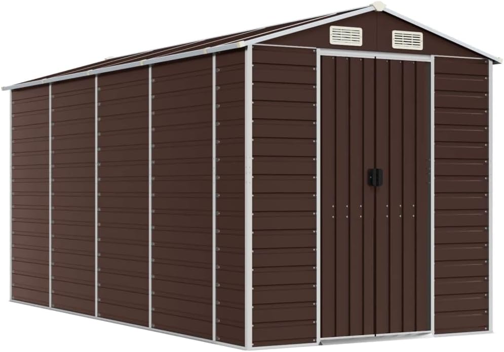 vidaXL Abri de Jardin Marron 191x385x198 cm Acier galvanisé