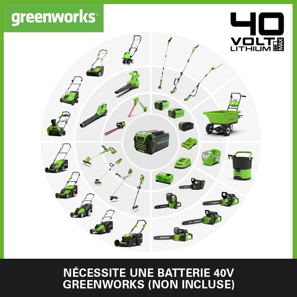 Greenworks - G40LM41 - 41cm coupe, sac 50L, sans batterie ni chargeur G40LM41