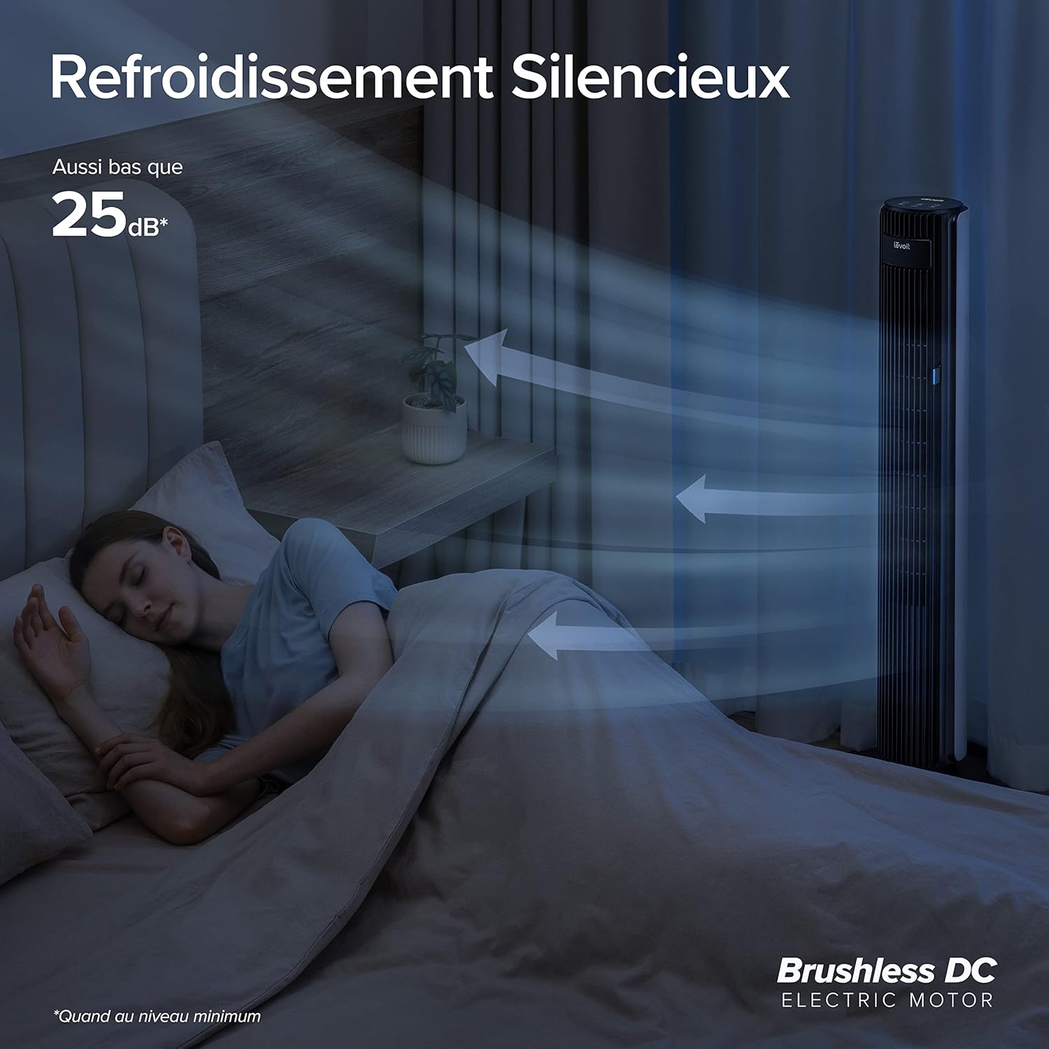 Levoit - Ventilateur colonne série silencieux - 7.9m/s, télécommande, 12 vitesses, oscillation 90°, ajustement hauteur, 