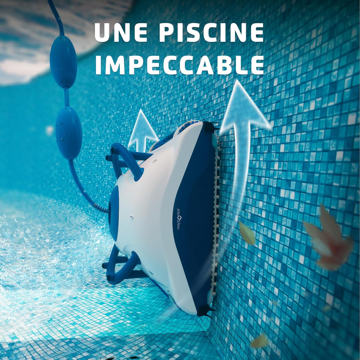 Dolphin - Pool UP - 8m - fond et parois, filtration fine, navigation intelligente, 120min d'autonomie