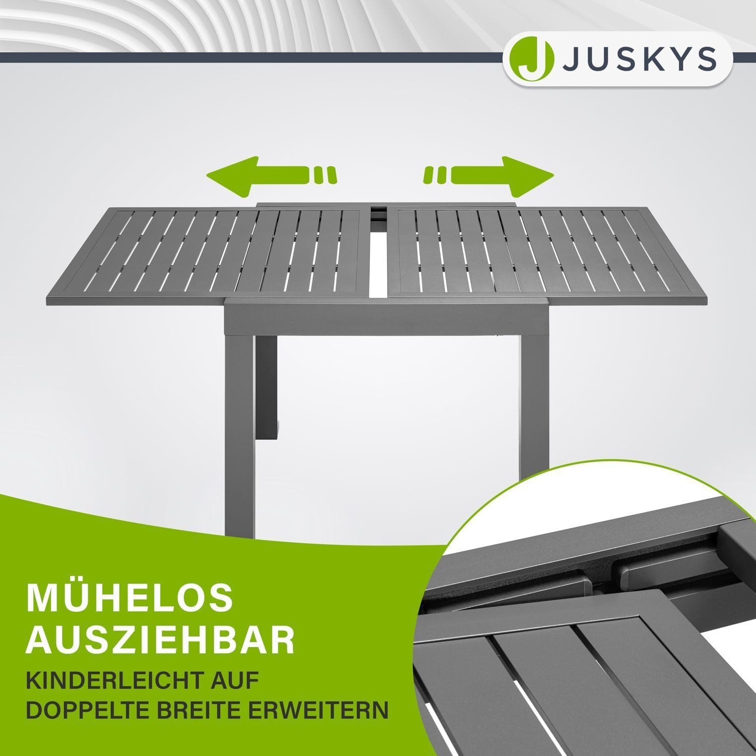 Juskys - Table de jardin Laki - 70x70 cm extensible - Aluminium anthracite