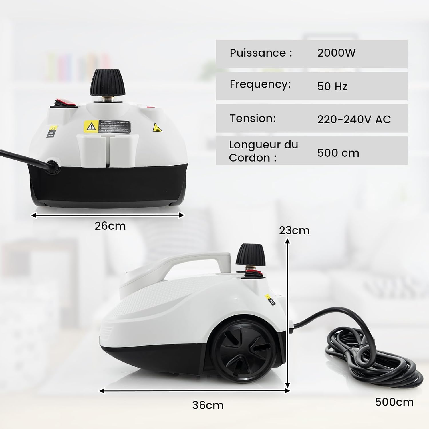 RELAX4LIFE - Nettoyeur vapeur 1,9L - 2000W, 5 bar, 15 accessoires