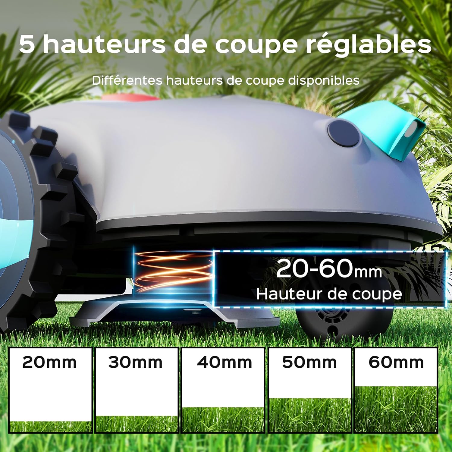 YARDCARE - Tondeuse robot Vision, sans fil, batterie 4 Ah, lame, obstacle, V100