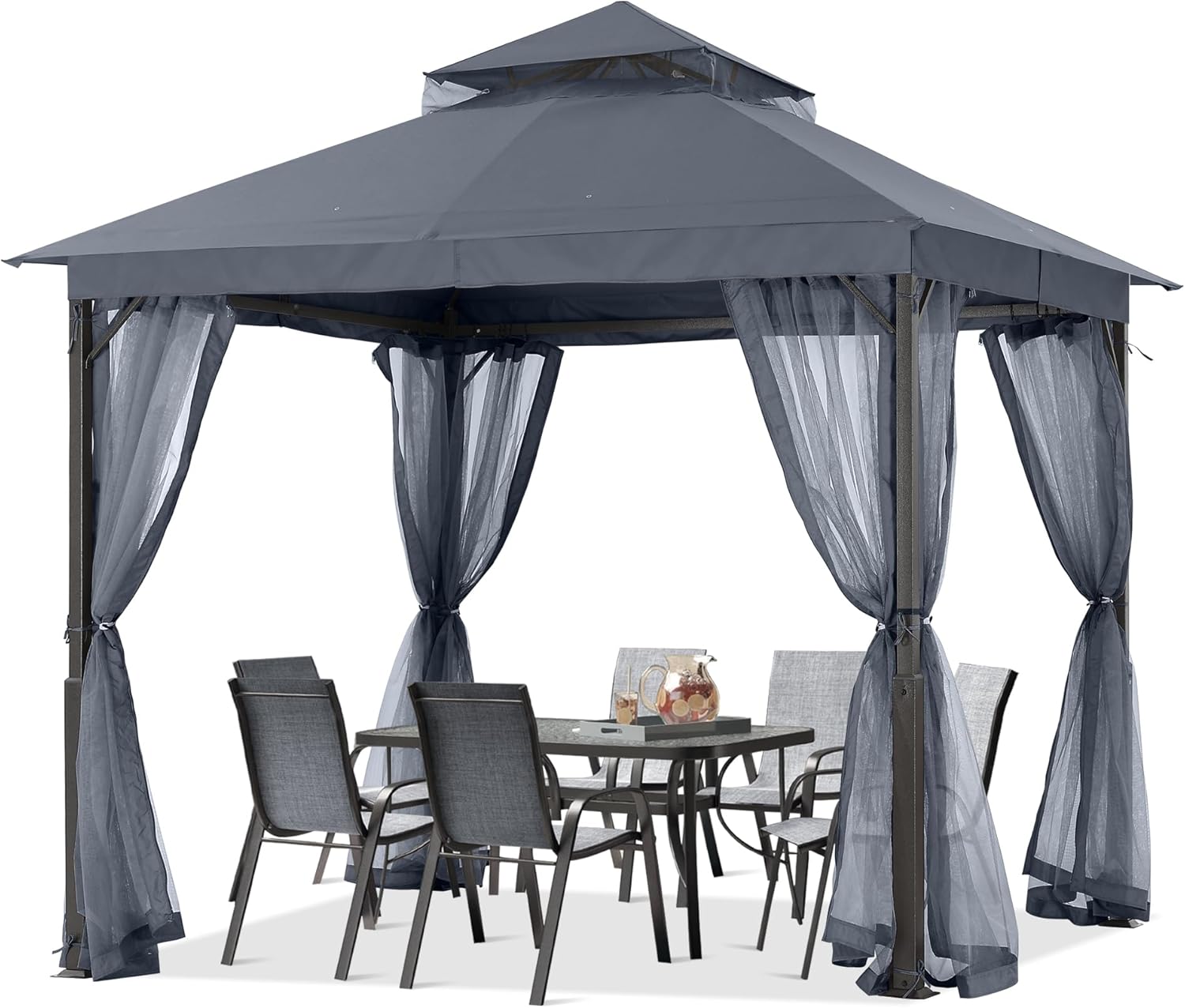 ABCCANOPY - Abri de jardin série terrasse - 2,4x2,4m - acier, moustiquaire, gris foncé