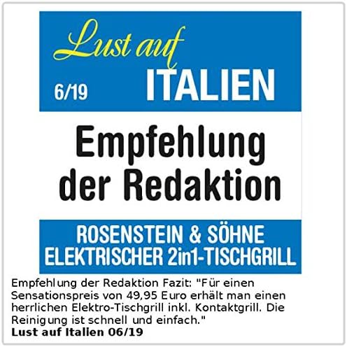 Rosenstein & Söhne - grille-plancha 2 en 1 2000W - table - cuisson rapide