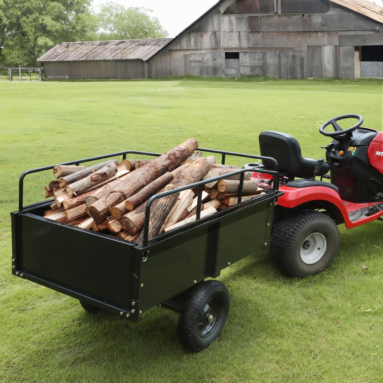 VEVOR - Remorque jardin robuste 340 kg, 0,4 m³, côtés amovibles