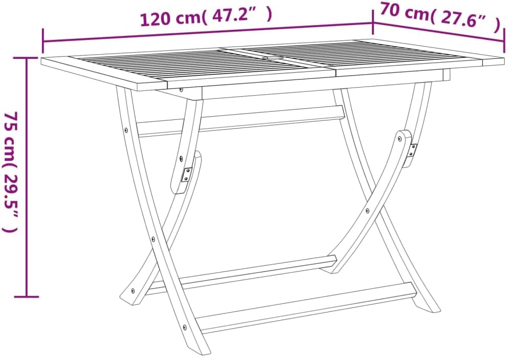 vidaXL - Table pliante jardin acacia solide, moderne, 110x70 cm