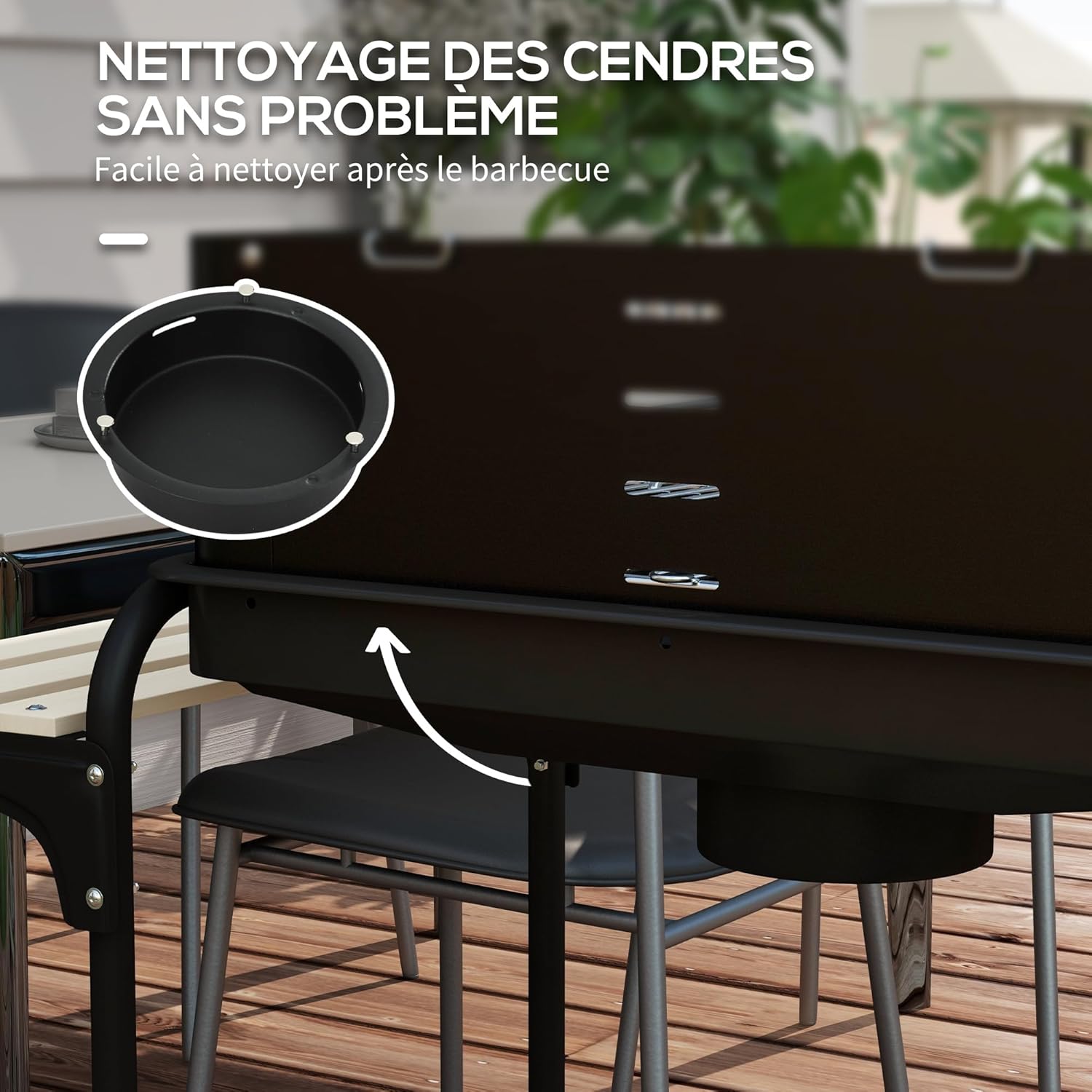 Outsunny - BBQ sur pied réglable - 103x47x95cm - 3 étagères, récupérateur de cendres, 2 roues