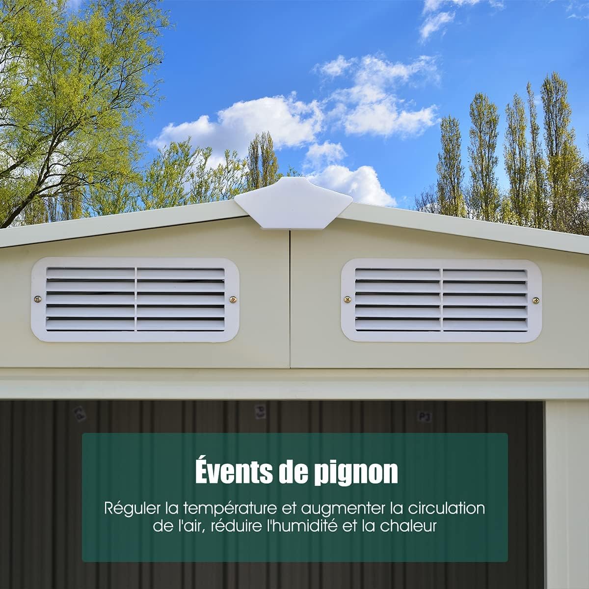 GOPLUS 4,75㎡ Abri de Jardin Métal Galvanisé, Cabine de Jardin Extérieur Portes Coulissantes, Résistant aux Intempéries, 8,34m³, Cabane de Rangement à Outils, 205 x 257 x 175 cm, Vert