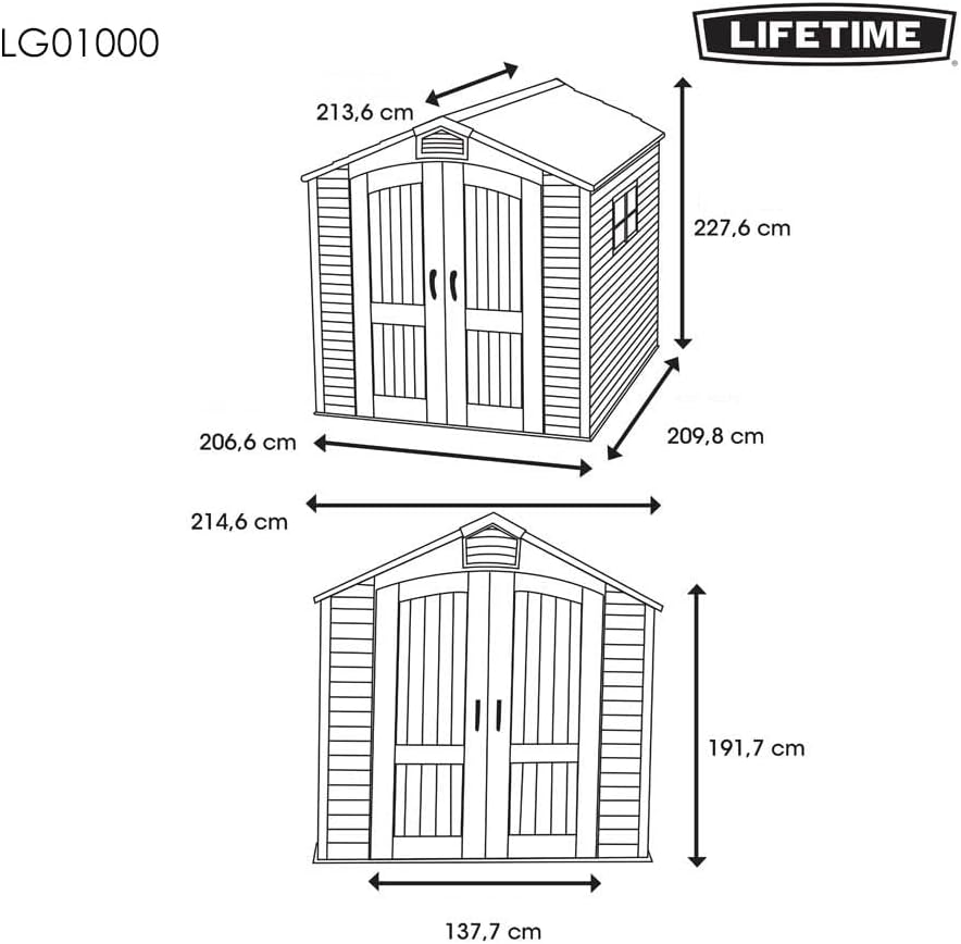LIFETIME - abri de jardin Tan - 204x204x227 cm - robuste, spacieux