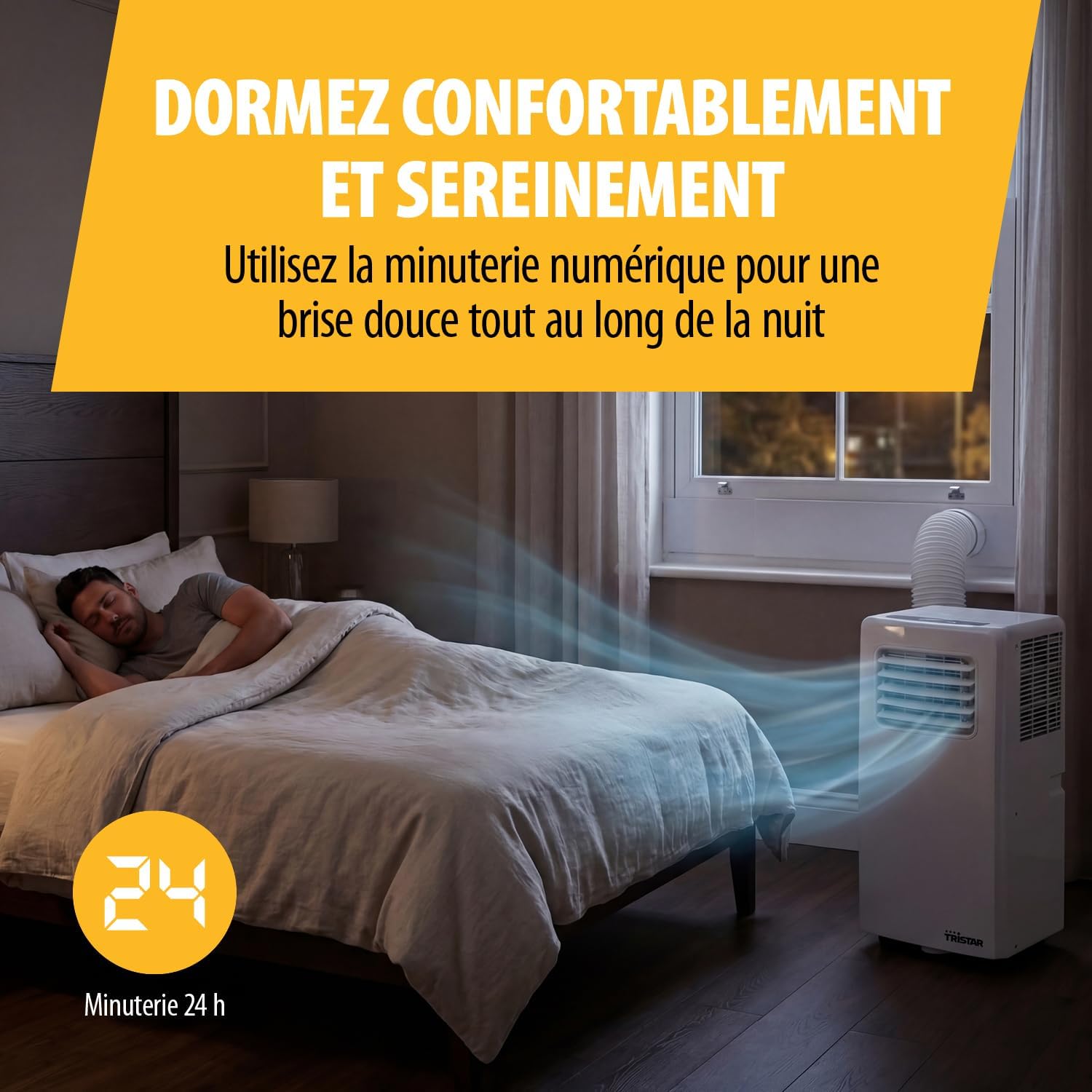 Tristar - Climatiseur mobile 3-en-1, 7 000 BTU, 25m², déshumidification, AC-5478