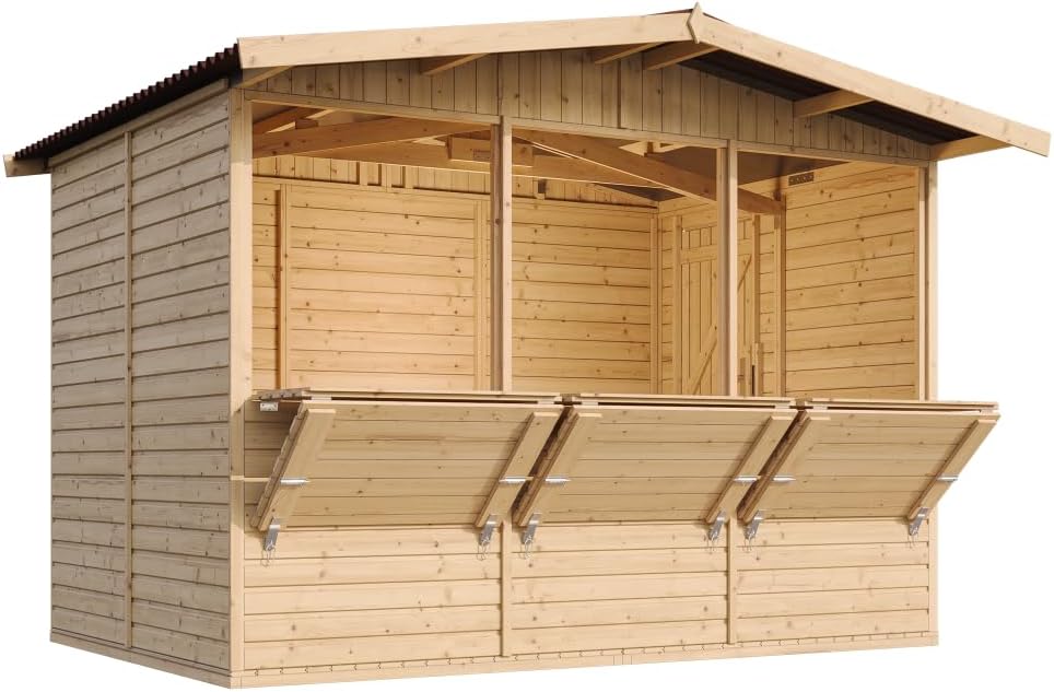 TIMBELA - abri de jardin bois, 6 m², 3 fenêtres, facile à monter, M150A