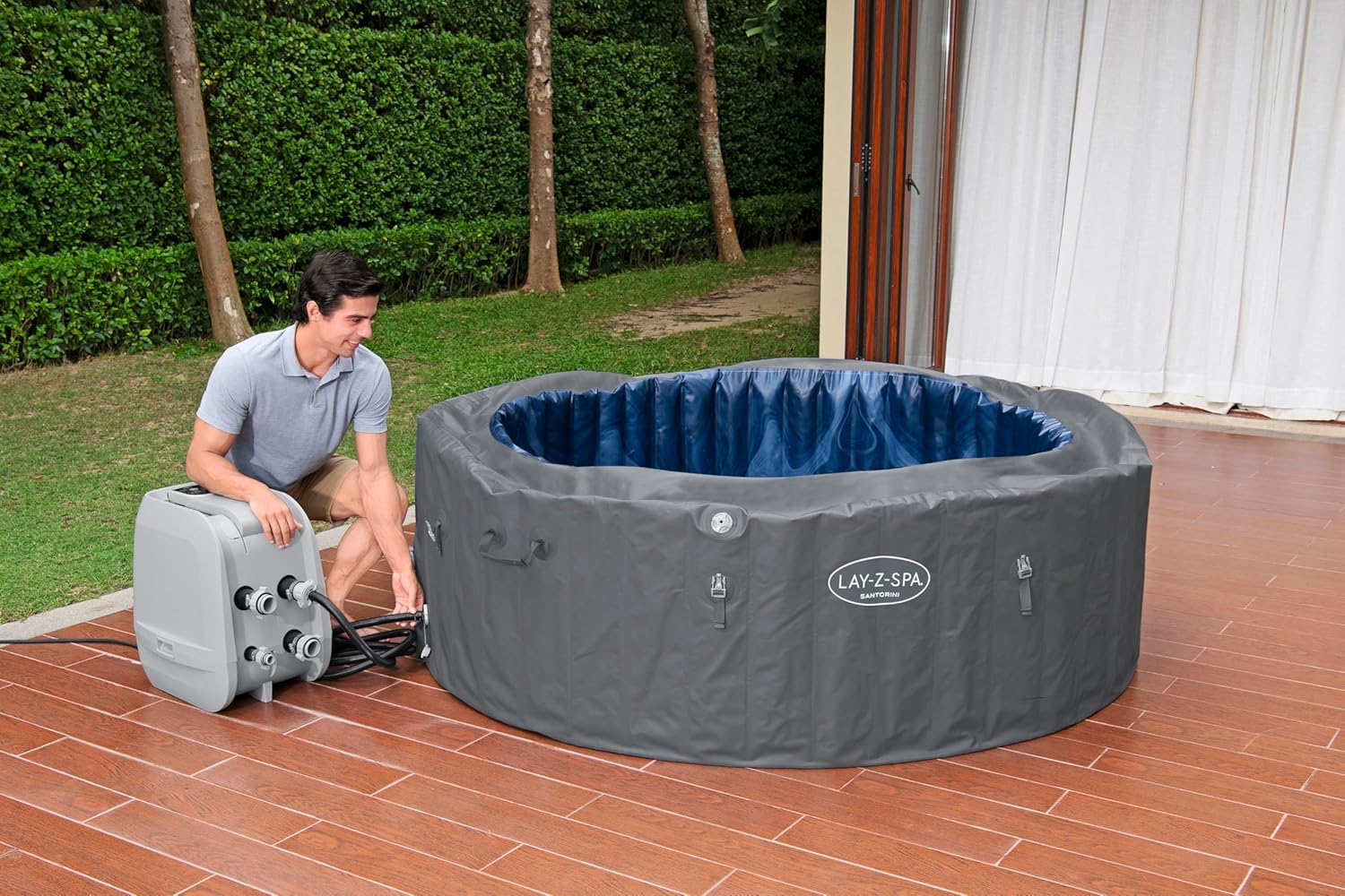 Bestway - Spa Santorini Smart HydroJet Pro - 216x216x80cm - 5 à 7 personnes, contrôle par application