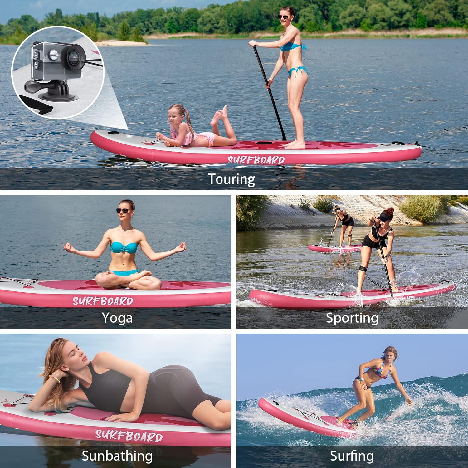 YU YUSING - Paddle gonflable adulte - 320/335cm - 2 places, siège kayak, pagaie alu, support caméra, pompe, 150kg