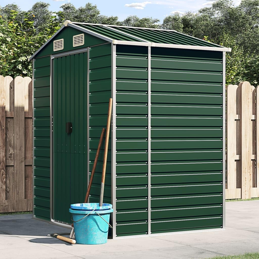 vidaXL - Abri de jardin - 191x130x198 cm - acier vert, toit incliné