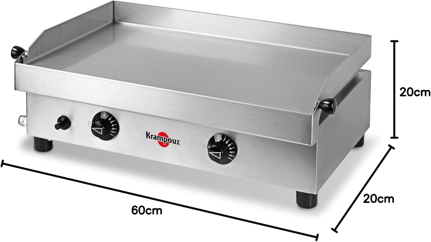 Krampouz - Plancha Samba - 54x33 cm inox - 2 zones, 2 brûleurs, 3000W, PFSB2MA-KR