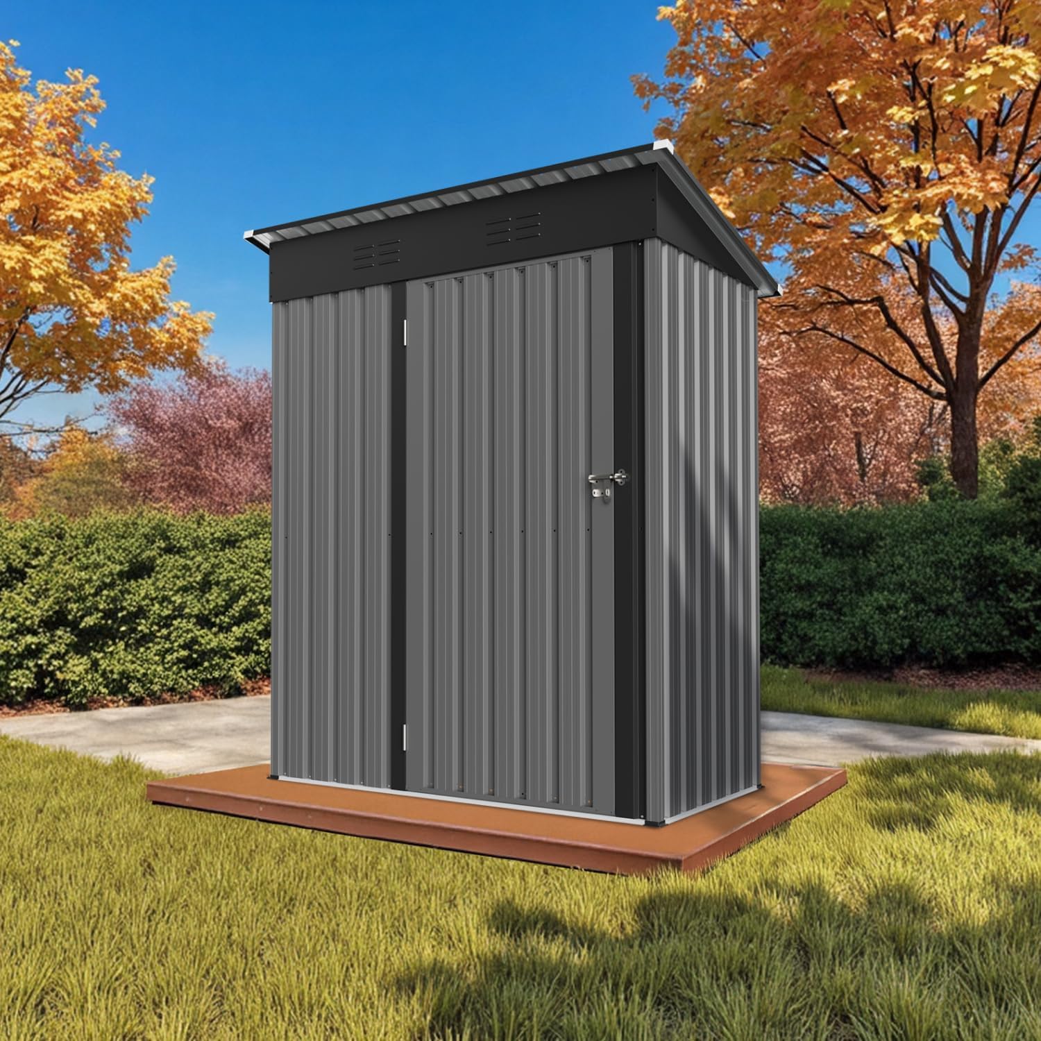 Abri de Jardin Métal – Cabane/Cabanon de Jardin Extérieur pour Outils, Vélos ou Moto – Abri Jardin Résistant aux Intempéries avec Grande Ouverture de Porte (Gris, 153 × 75 × 180.5 cm)