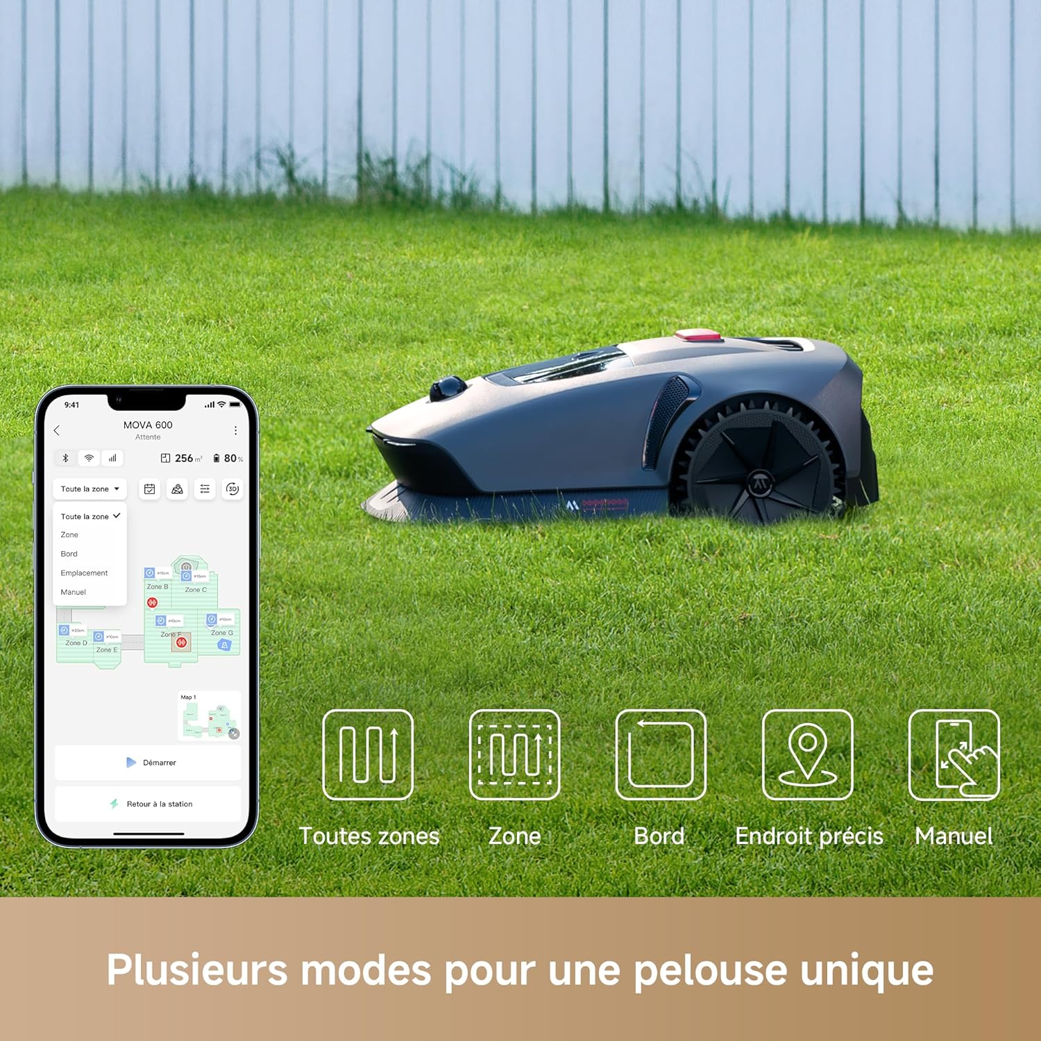 Robot tondeuse - MOVA 600 Kit - 800 m² - LiDAR 3D, 81 lames, contrôle app MOVA600