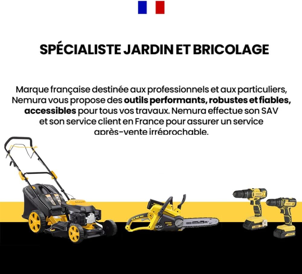 Nemura - Robot Tondeuse 18cm - 600m2, lames acier, câble et station