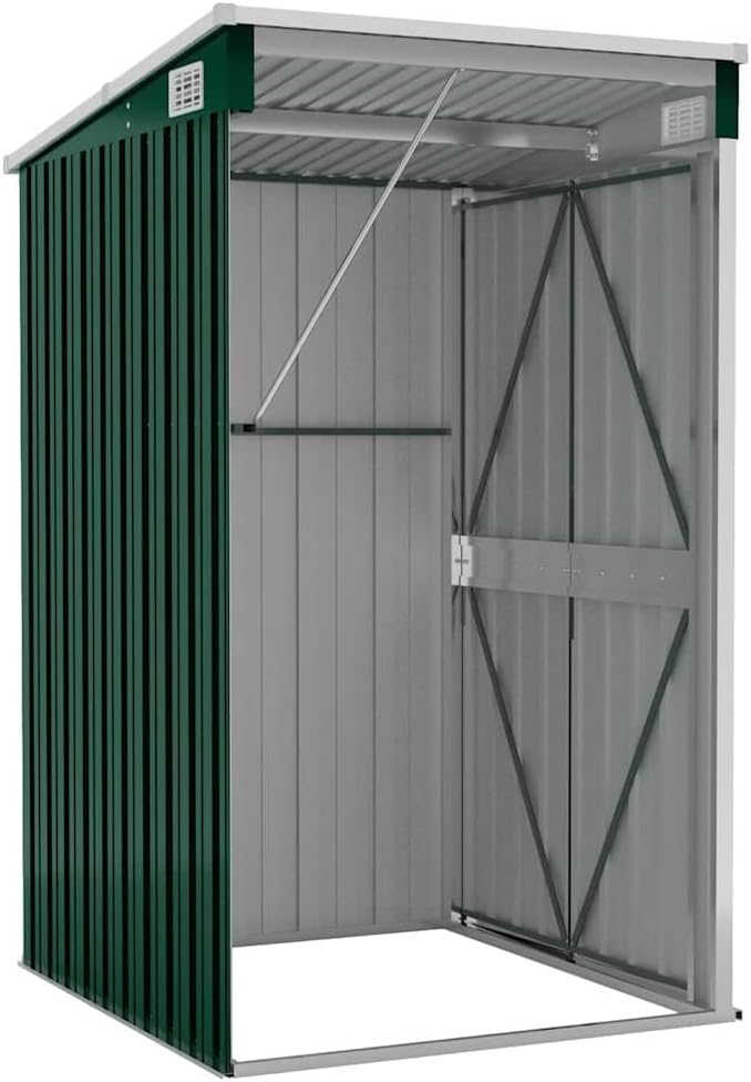 Solivagant Remise de Jardin Murale Vert 118x100x178 cm Acier galvanisé,(22.7 KG)