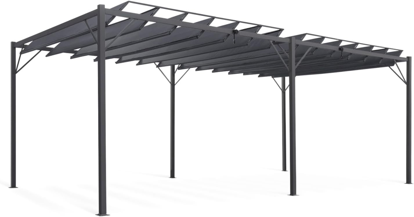 IDMarket - Pergola lames orientables série 3x6 m gris anthracite