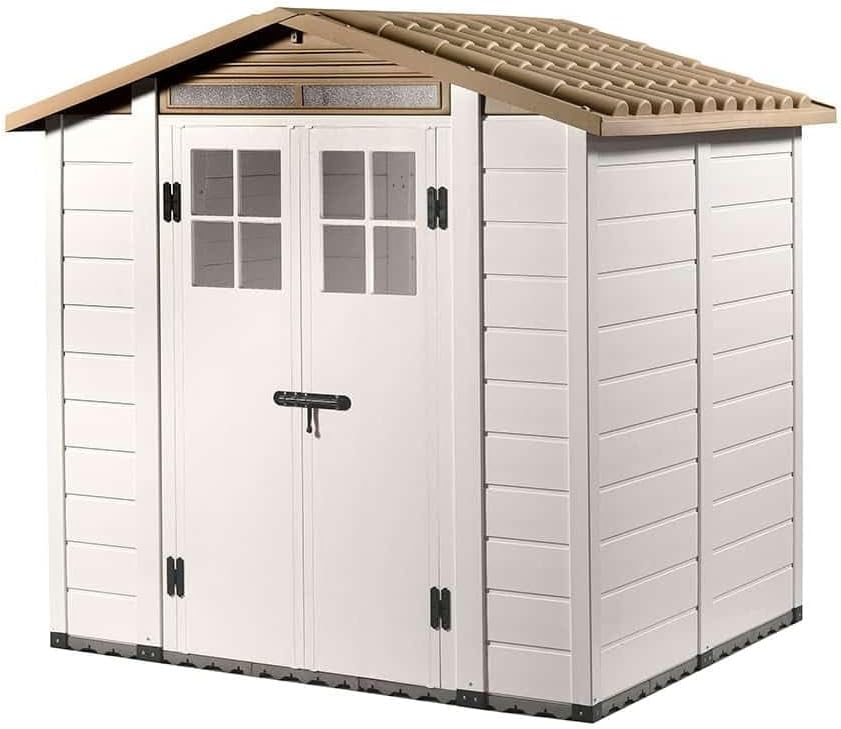 Gardiun - Tuscany Evo - 181x220x216 cm - abri de jardin résine 4 m², blanc/beige