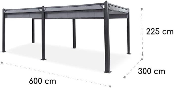 Blumfeldt - Pergola aluminium série Polycarbonate - 3x6m - toit hydrofuge, protection UV, cadre métal, toit/côtés polyes