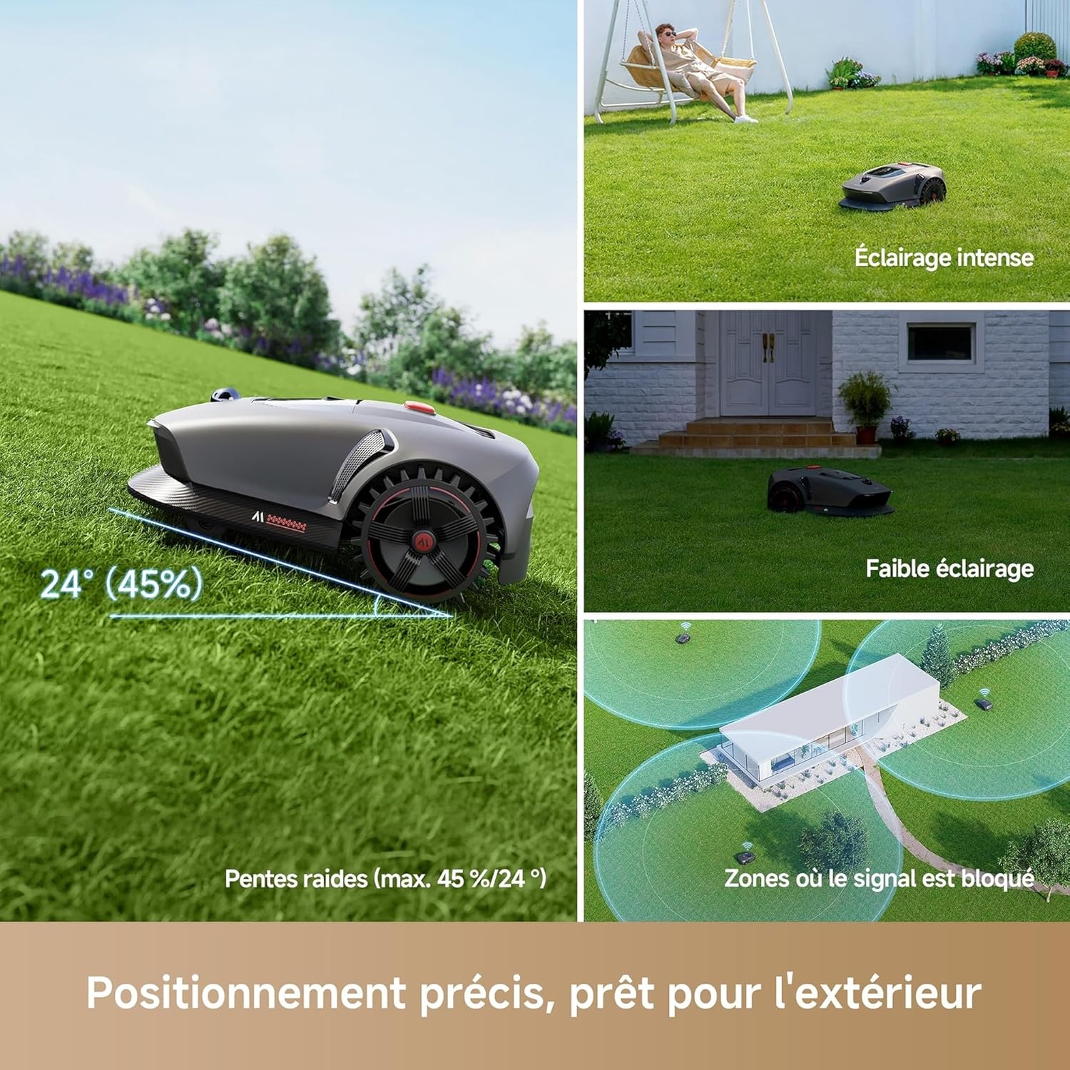 MOVA - robot tondeuse série 1000 - 1000m² - LiDAR, app, tout-terrain, MOVA1000