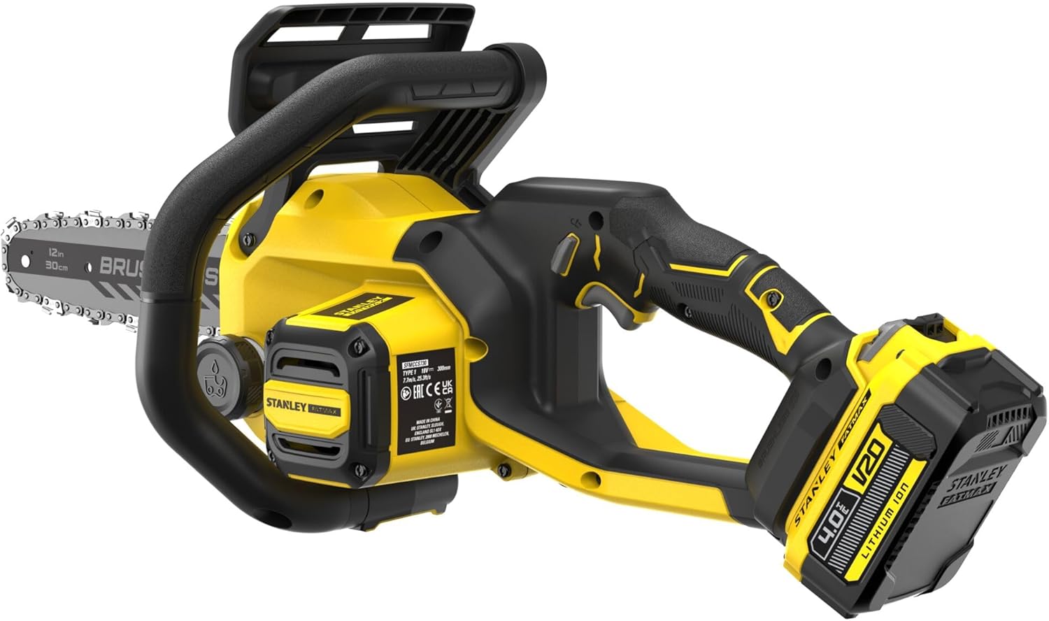 Stanley - Fatmax V20 - 30 cm tronçonneuse sans balais, 18V, 4Ah, SFMCCS730M1-QW