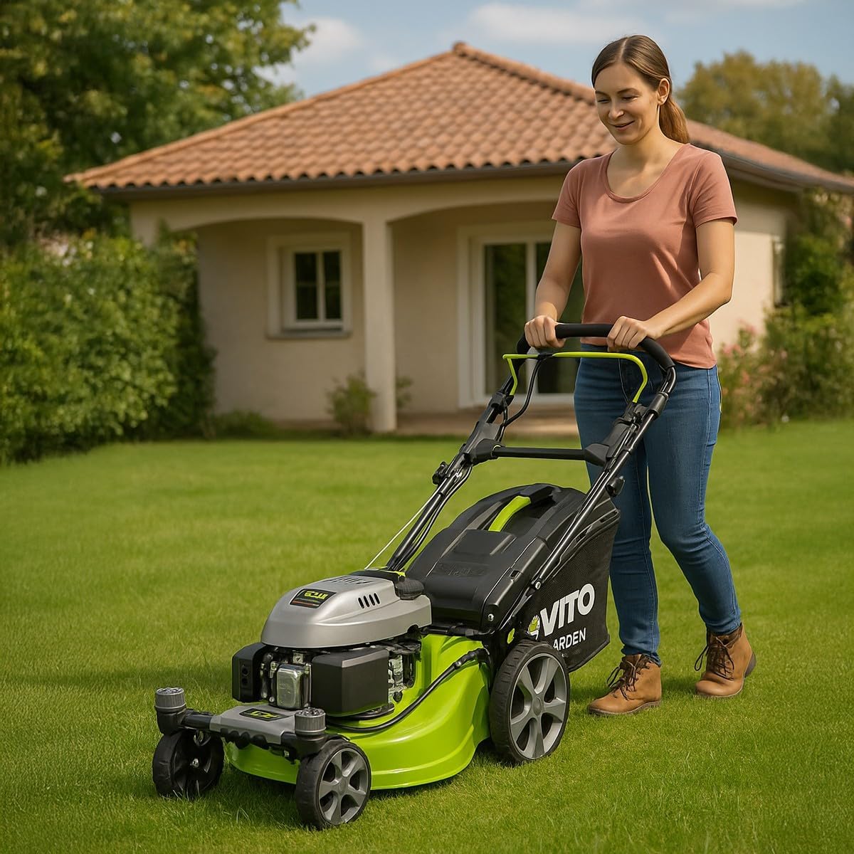 VITO - tondeuse thermique série Pro - 508mm - 6,5CV 196cm³, 6 hauteurs, mulching, éjection, 2000m²