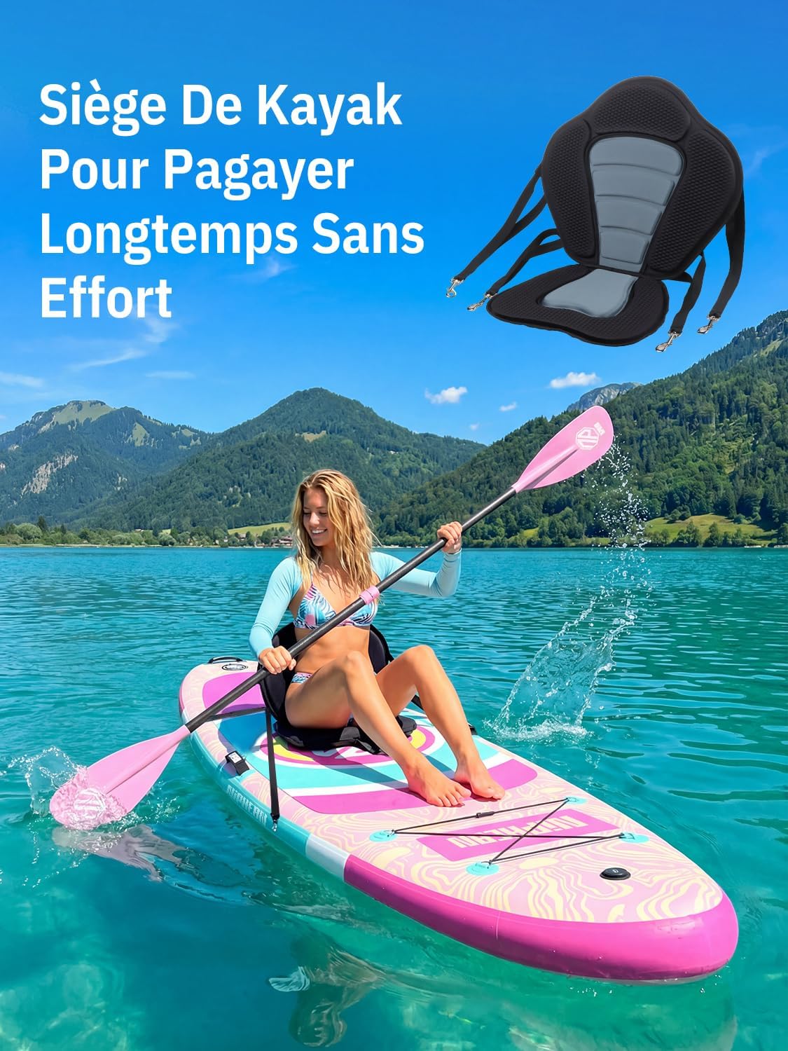 Niphean - Paddle gonflable adulte avec siège - ultraléger, +30% stabilité, antidérapant, idéal yoga
