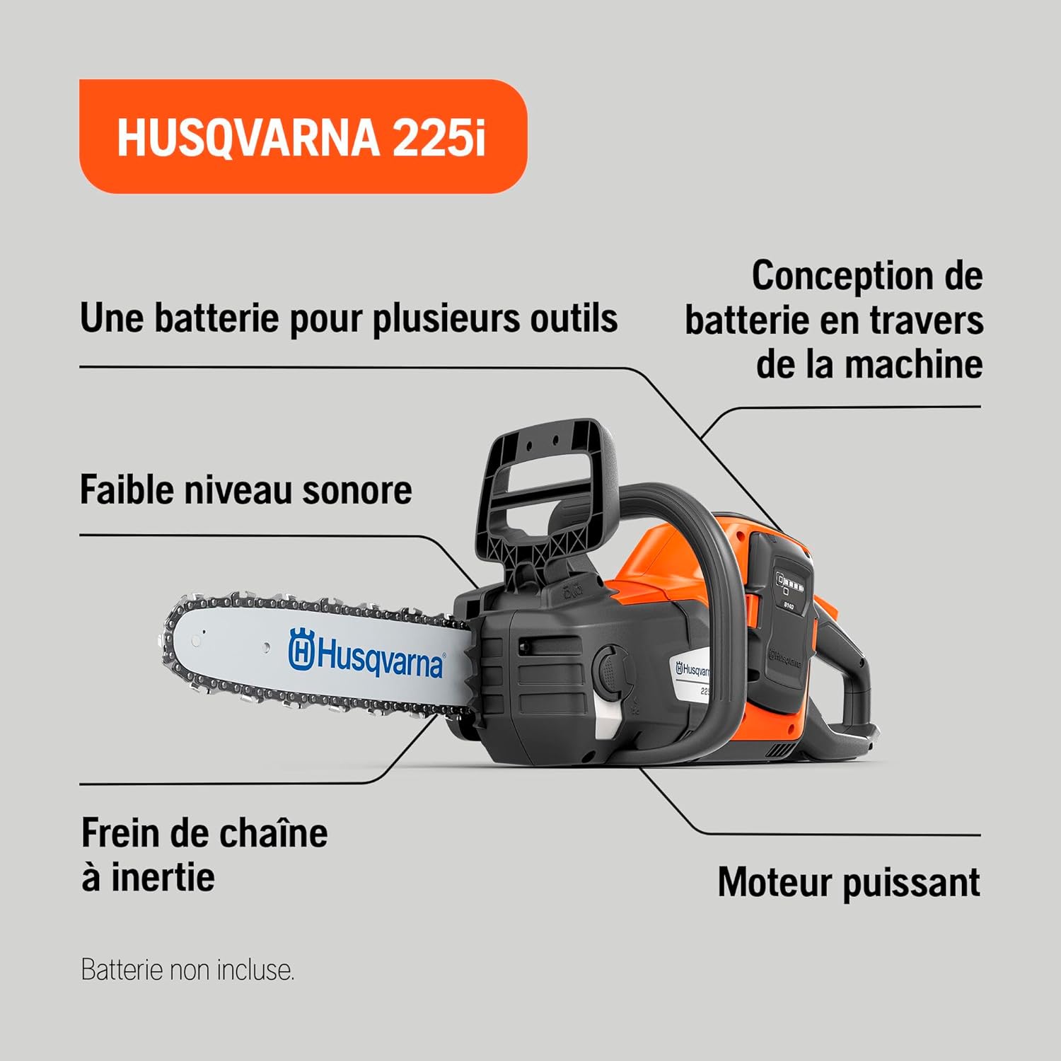 Husqvarna - Tronçonneuse 225i - 30 cm - 36V, légère, silencieuse, 20 m/s