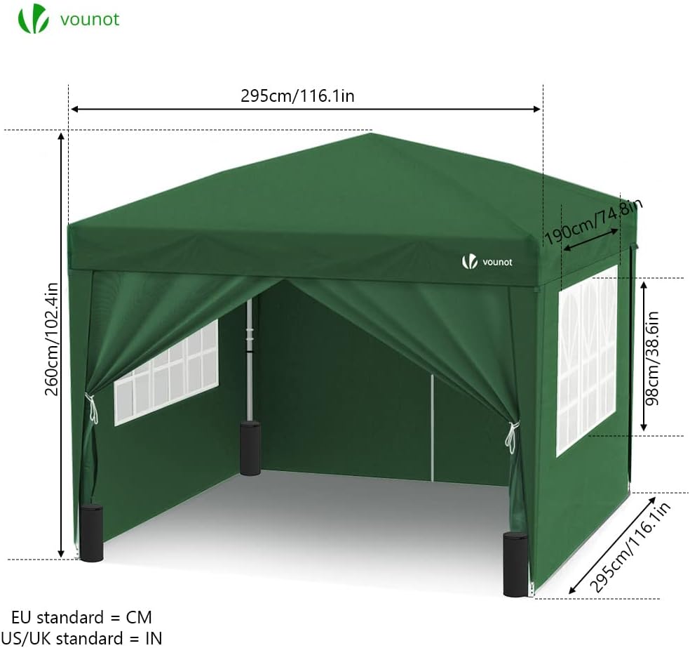 VOUNOT - tonnelle pliante série jardin 3x3m 4 côtés sacs transport