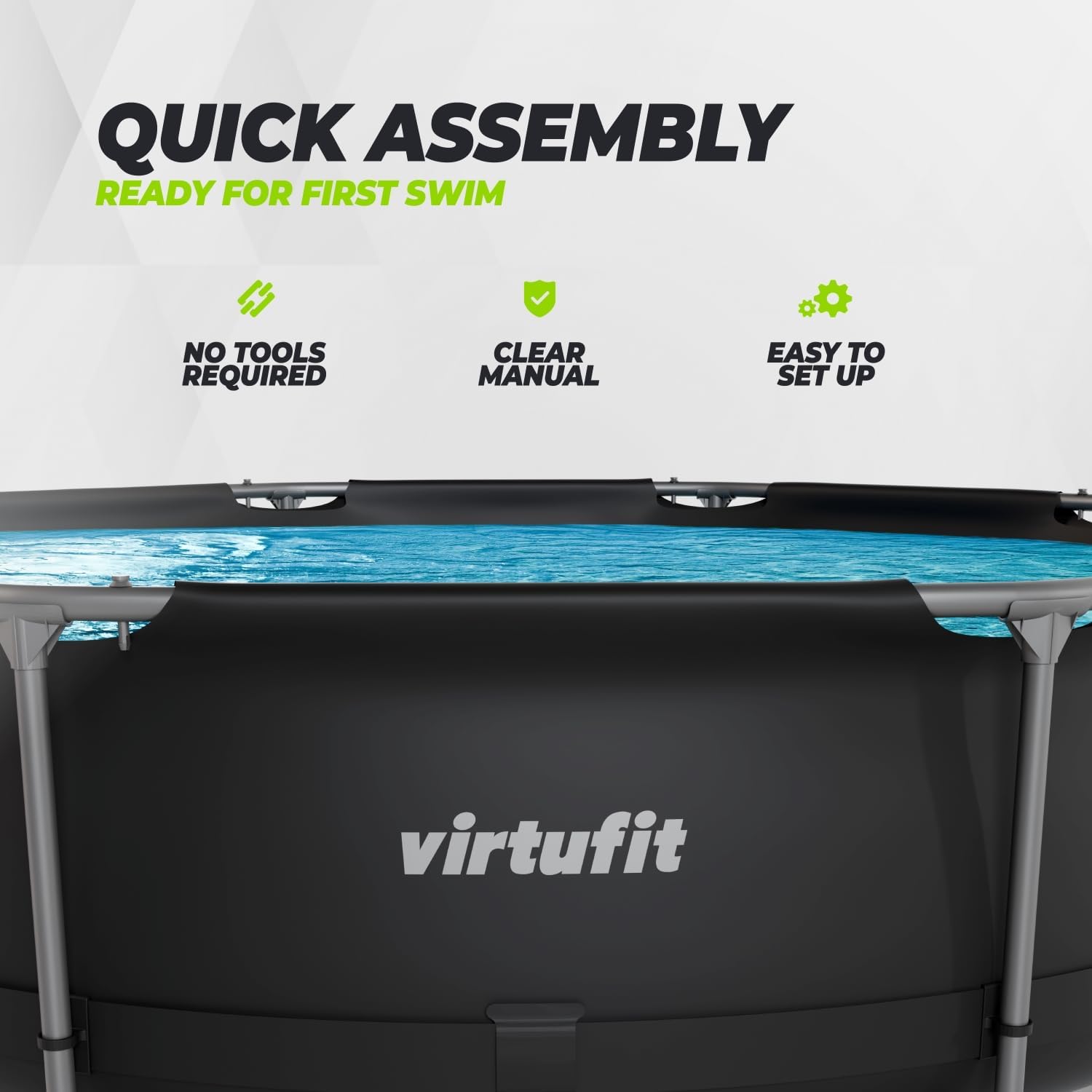 VirtuFit Piscine (Noir, Ø305 x 76 cm, Ronde)
