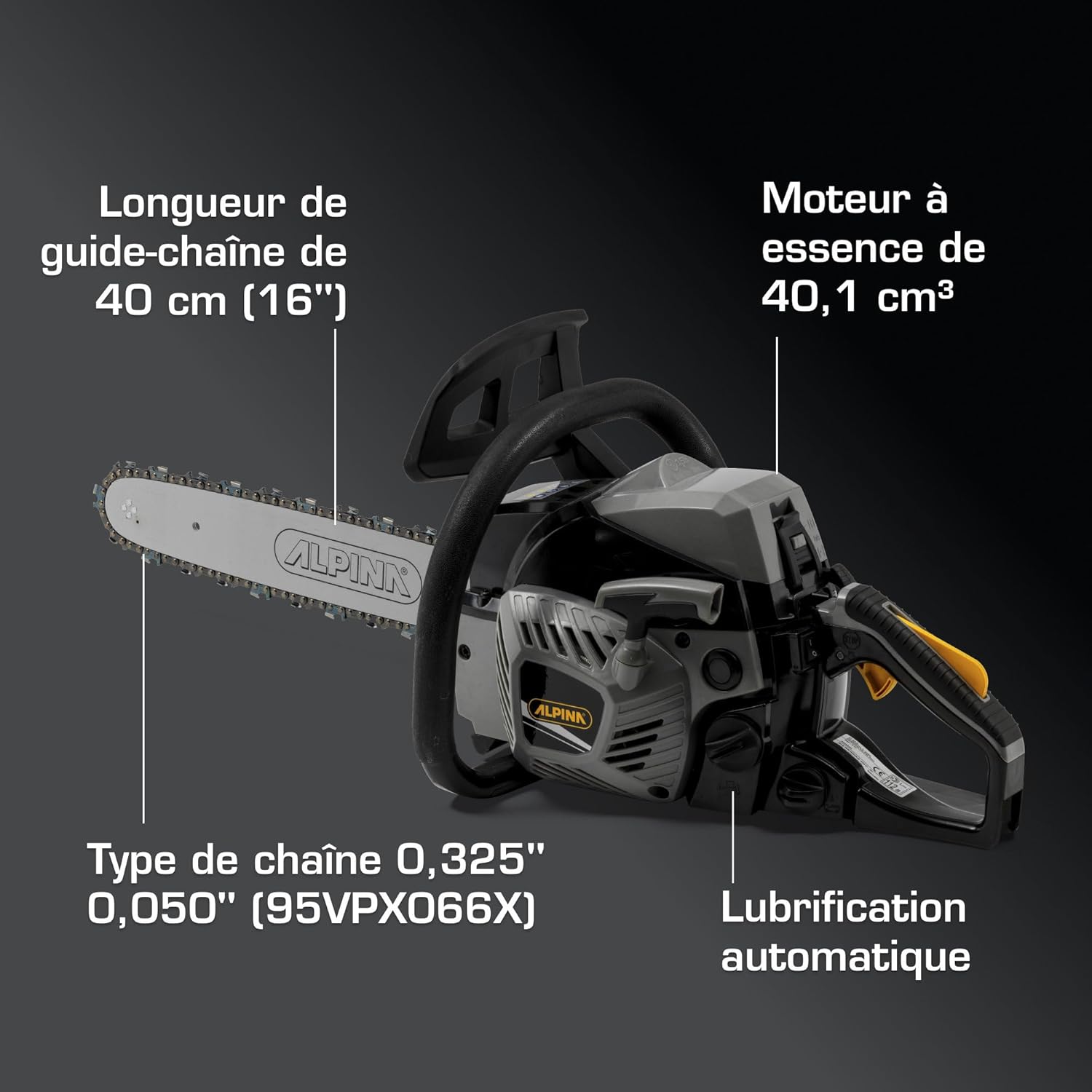 Alpina - tronçonneuse thermique série ACS - 40 cm - 1500 W, pompe à huile, ACS 41
