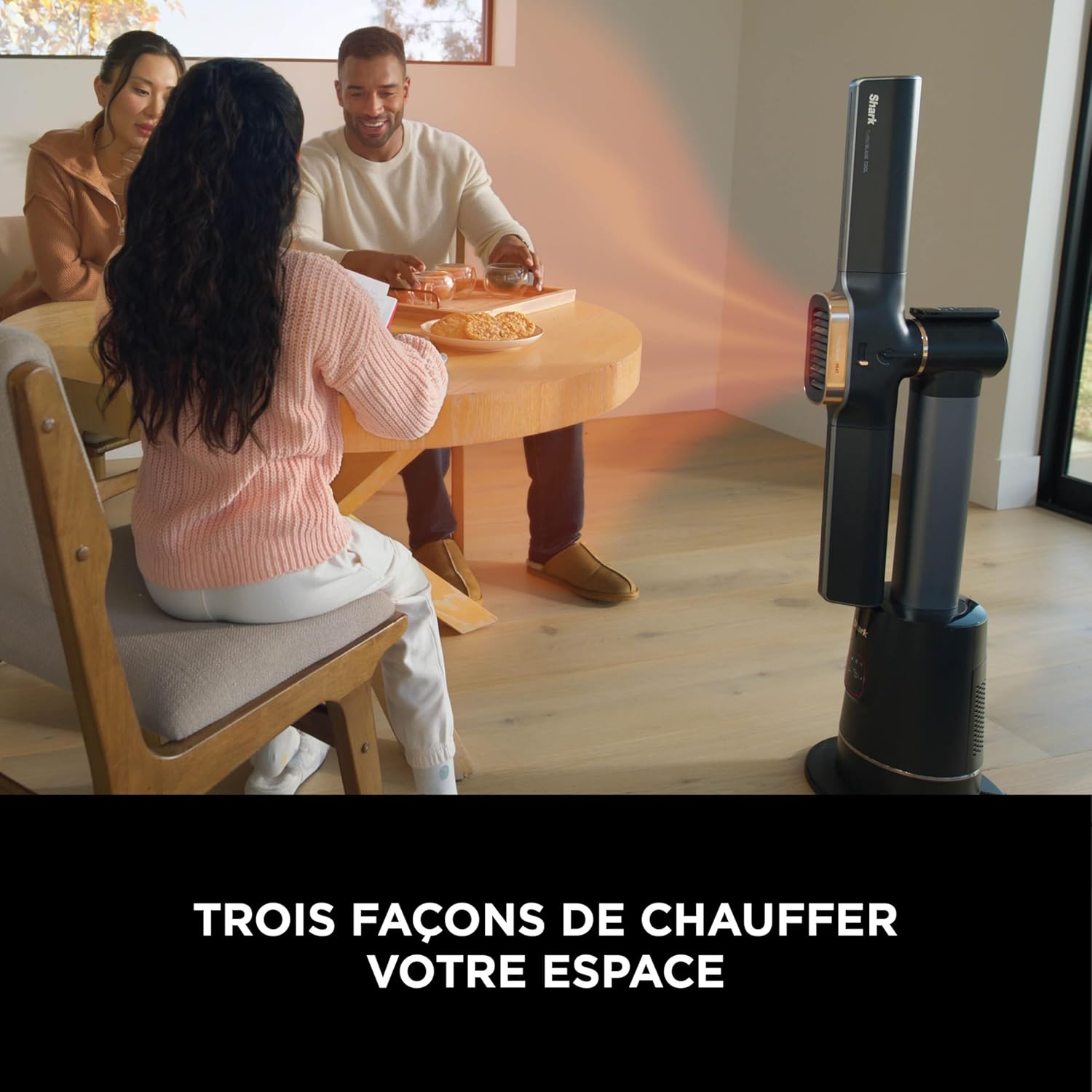 Shark TurboBlade Cool + Heat 2-en-1 Chauffage et ventilateur colonne sans pale, Telecomande, Multidirectionnel jusqu’à 20 mètres, 10 vitesses, Puissance 220W, Minuteur, Facile à nettoyer TH200EU