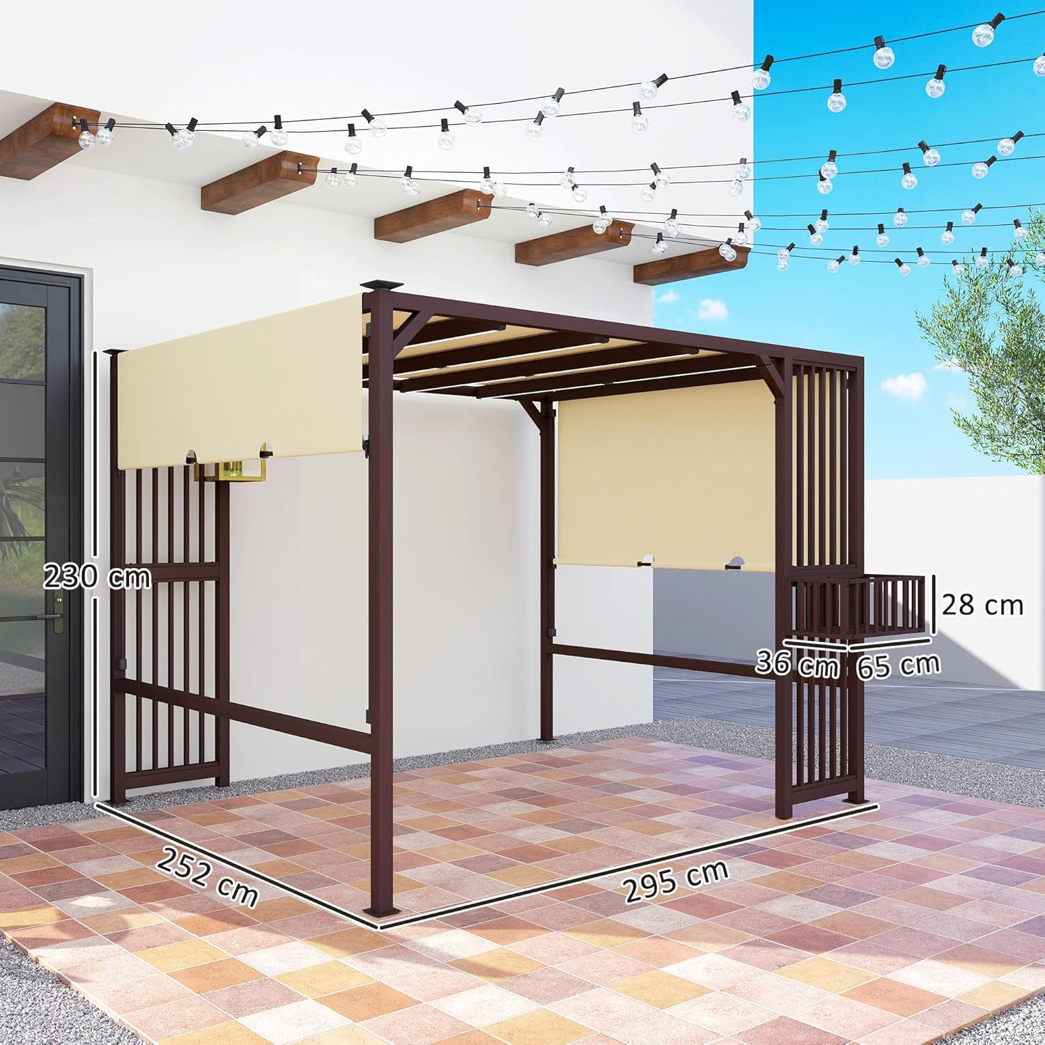 Outsunny - Pergola série UV30+ - 3x2,5m - toit ouvrant, résistante hiver