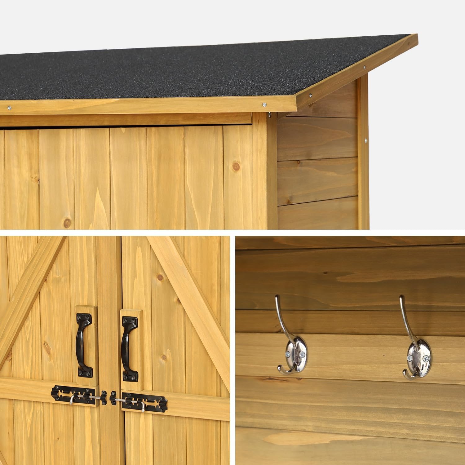 sweeek - Abri de jardin bois, 4 espaces, 140x50x162cm