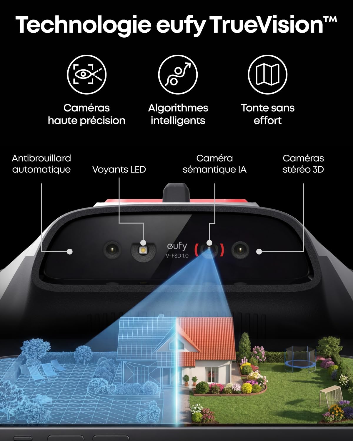 eufy - C15 Série - 500 m² - Robot tondeuse sans fil, multizone, installation rapide