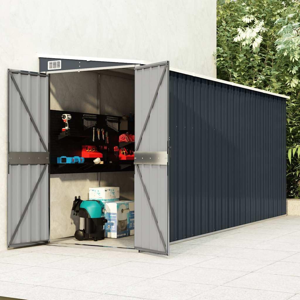 Générique Abri de Jardin Mural Anthracite 118x382x178 cm Acier,Structures extérieures, Cabanes & abris de Jardin,316231