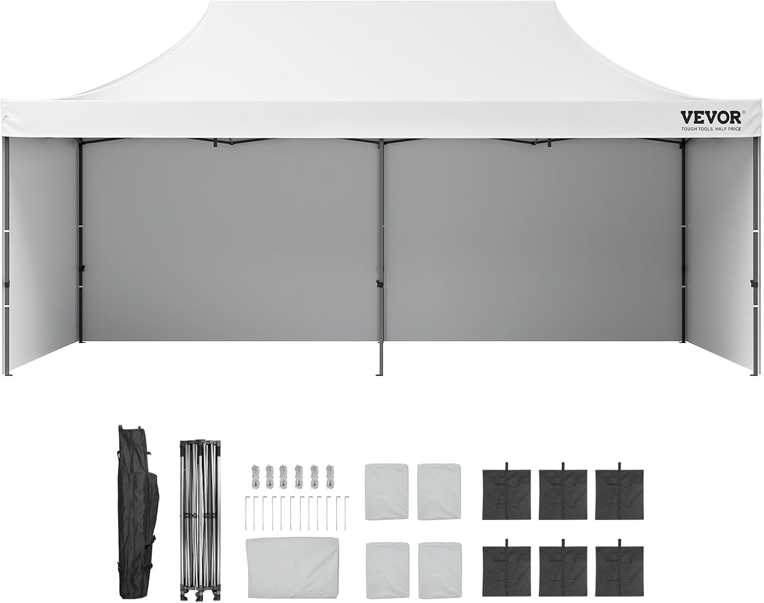 VEVOR - tonnelle pop-up - 304,8x609,6 cm - parois amovibles, UV, imperméable, sac roulettes, 6096VEVOR