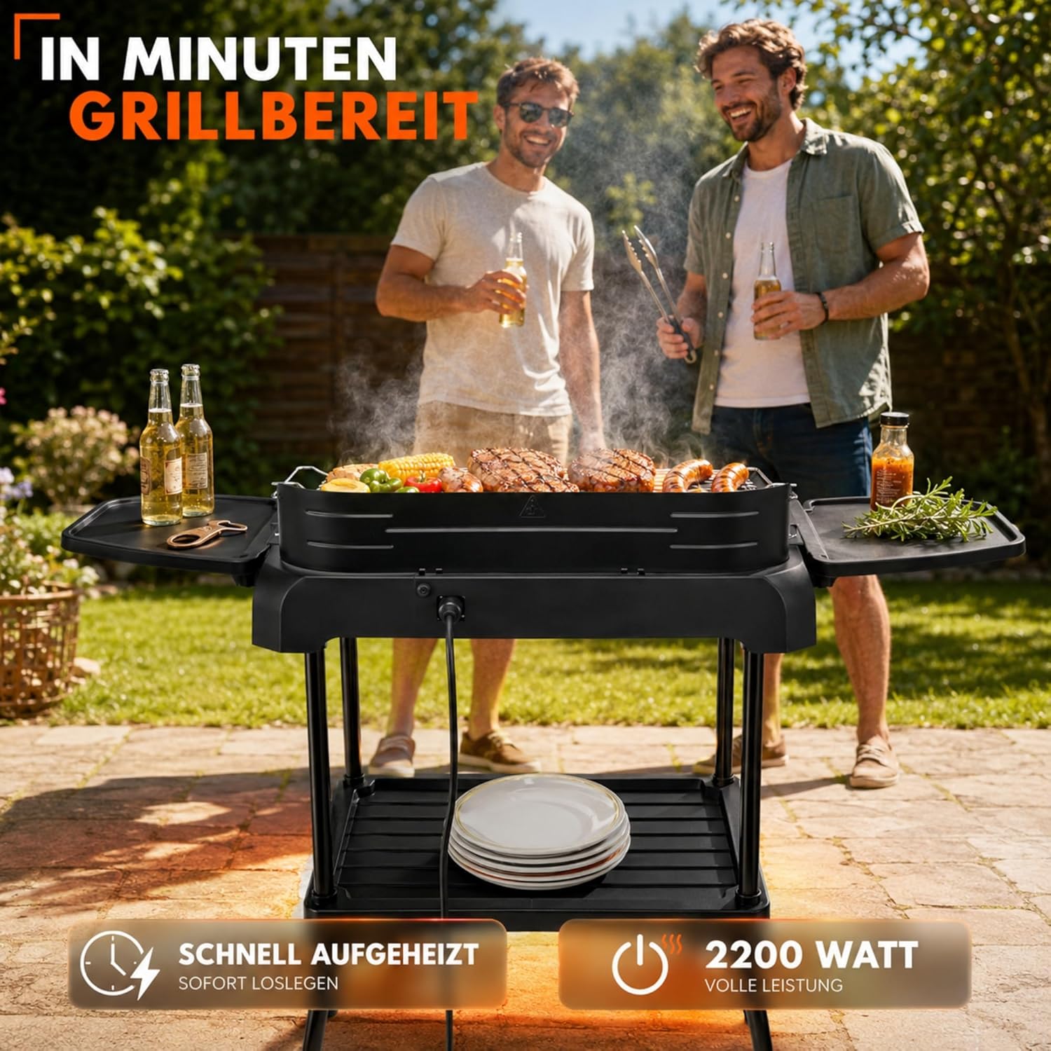 Sommertal - BBQ231 - barbecue électrique 2 en 1, thermostat, stockage, chauffage - BBQ231