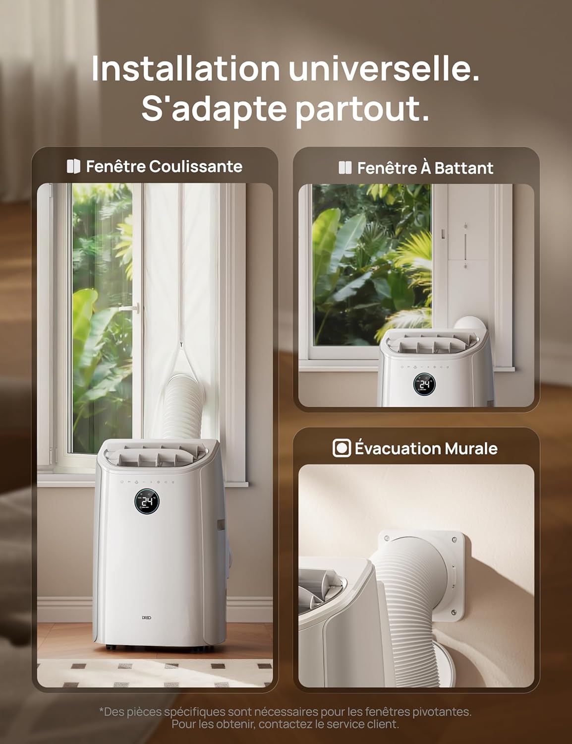 DREO - climatiseur mobile 12000 BTU, 3-en-1, silencieux, app/voix, 3.2L/h, AC516S