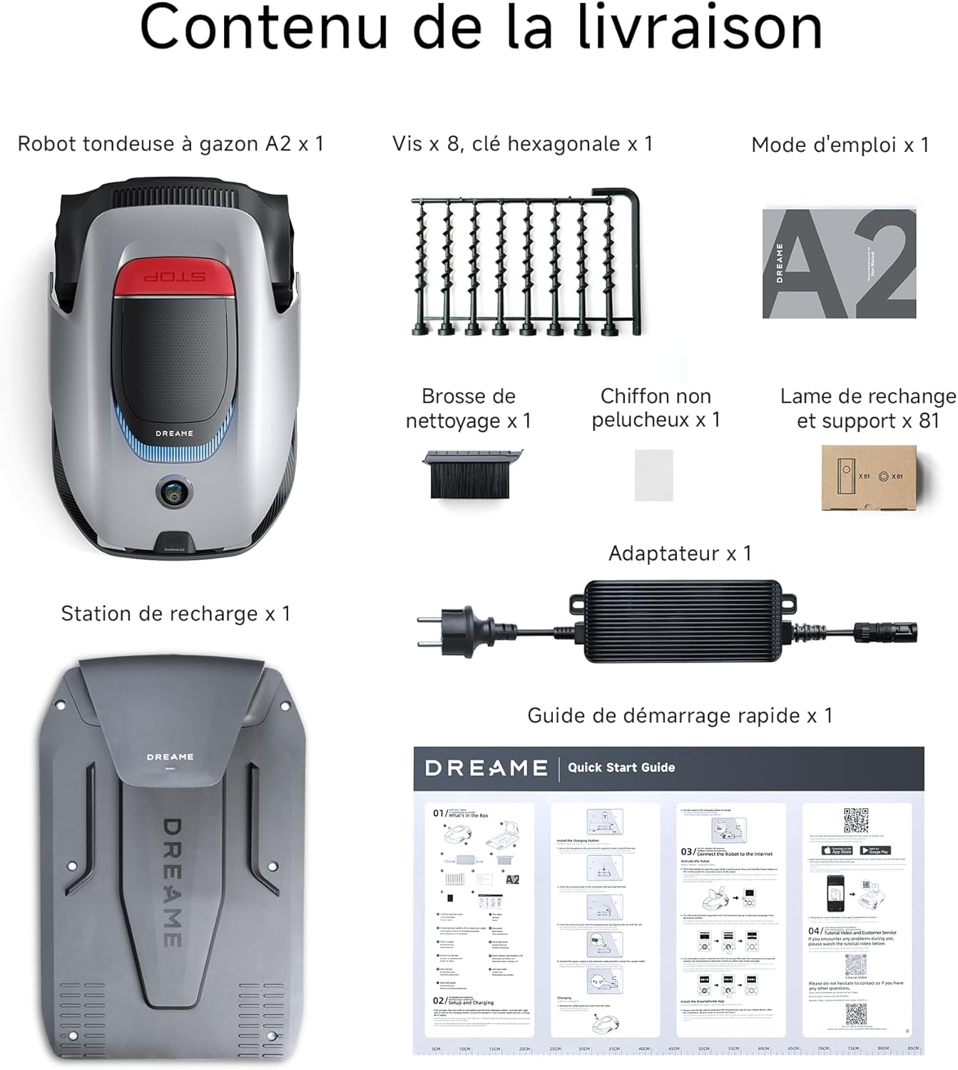 Dreame - A2 série - robot tondeuse 3000m², LiDAR 3D, caméra IA, pente 26,5° - A2 3000