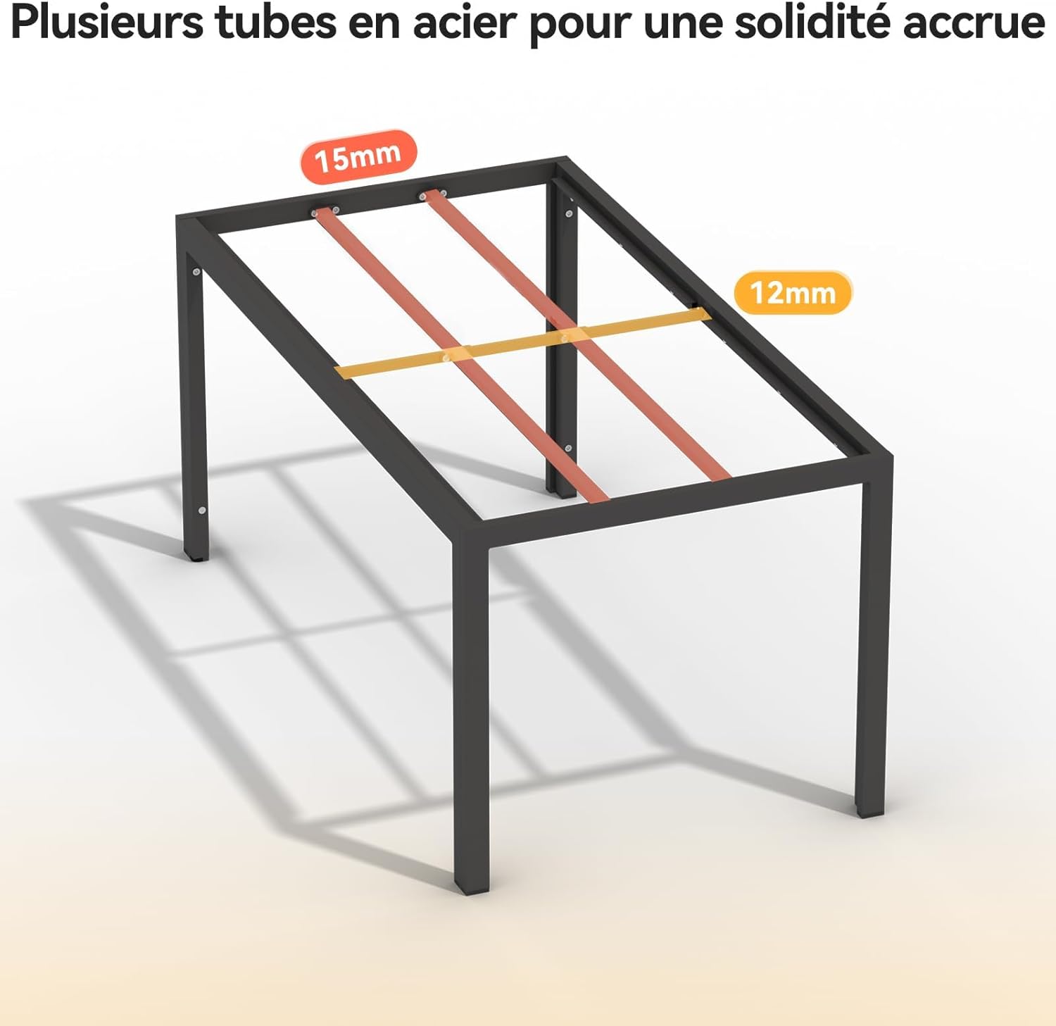 JUMMICO - Table de jardin teck 150x80cm aluminium antirouille, extérieur