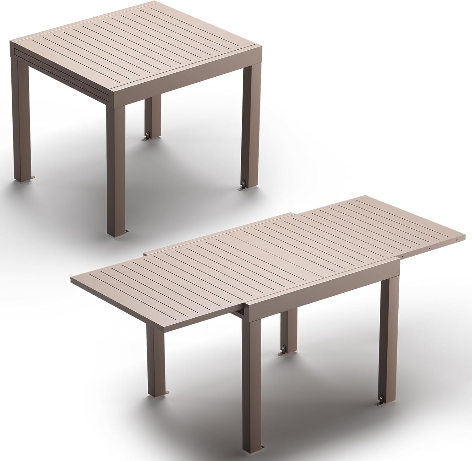 JUMMICO - Table extensible 163x80cm - aluminium, facile entretien, 6-10 pers.