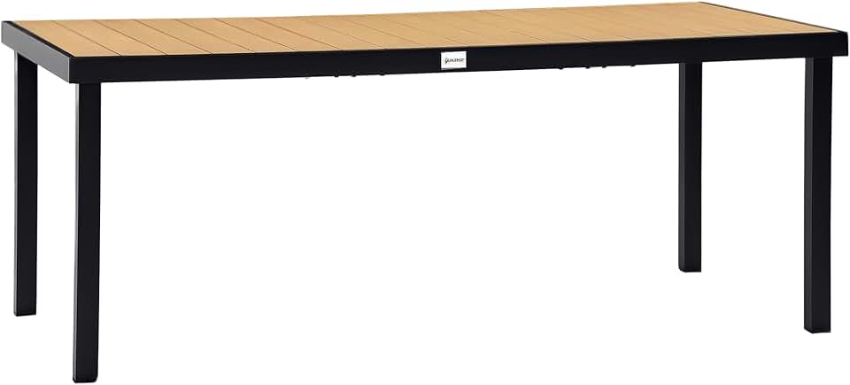 Outsunny – Table de jardin pour 8, 190x90x74 cm, aluminium, bois naturel