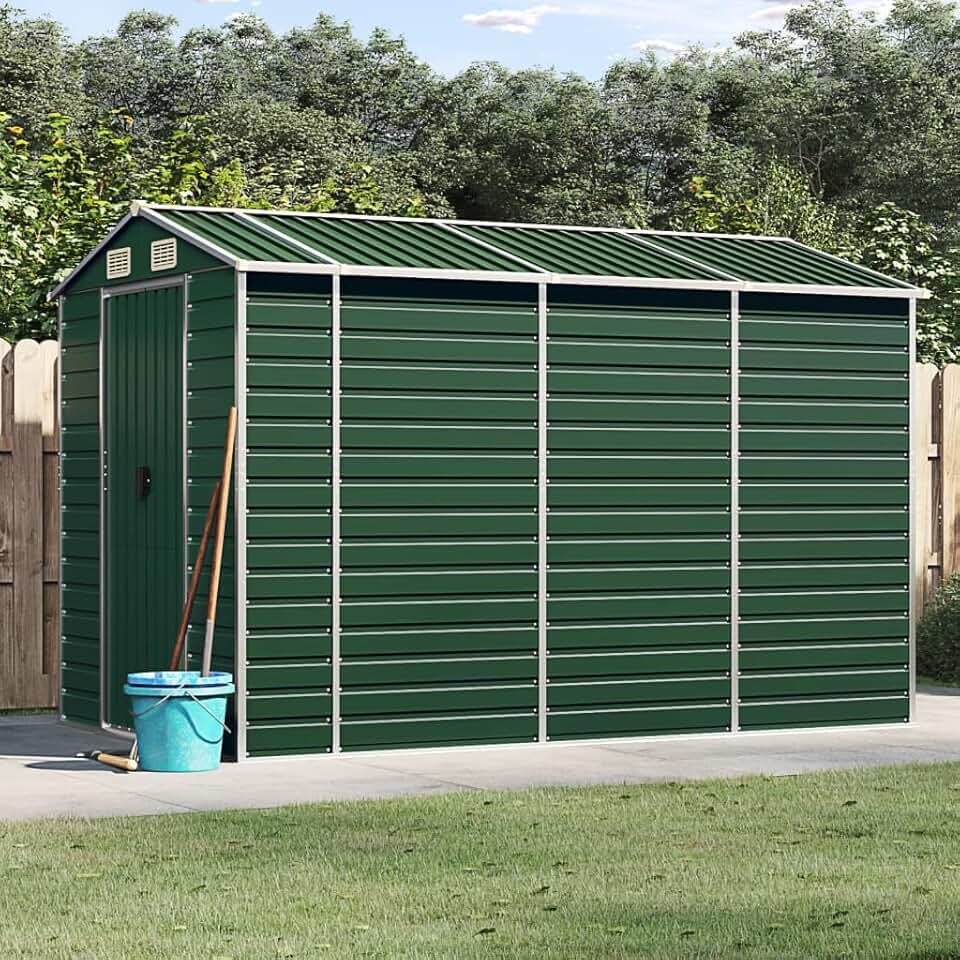LAPOOH Abri de Jardin Vert 191x300x198 cm Acier galvanisé,Abris De Jardin,Abri De Stockage pour Jardin,Abri D'Outils De Jardin