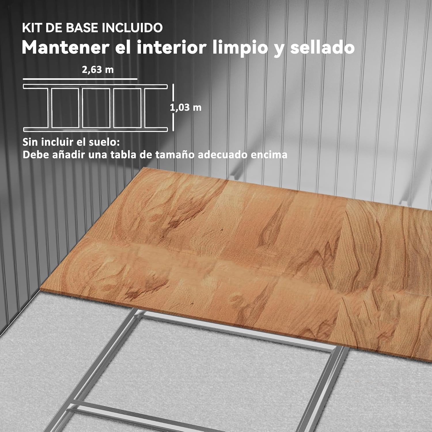 Outsunny - abri de jardin 4,9 m², 277x195x192 cm, porte coulissante, ventilation, kit fondation